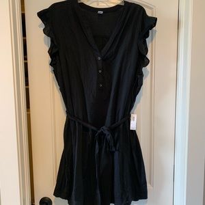 NWT Black linen old navy flutter sleeve dress
